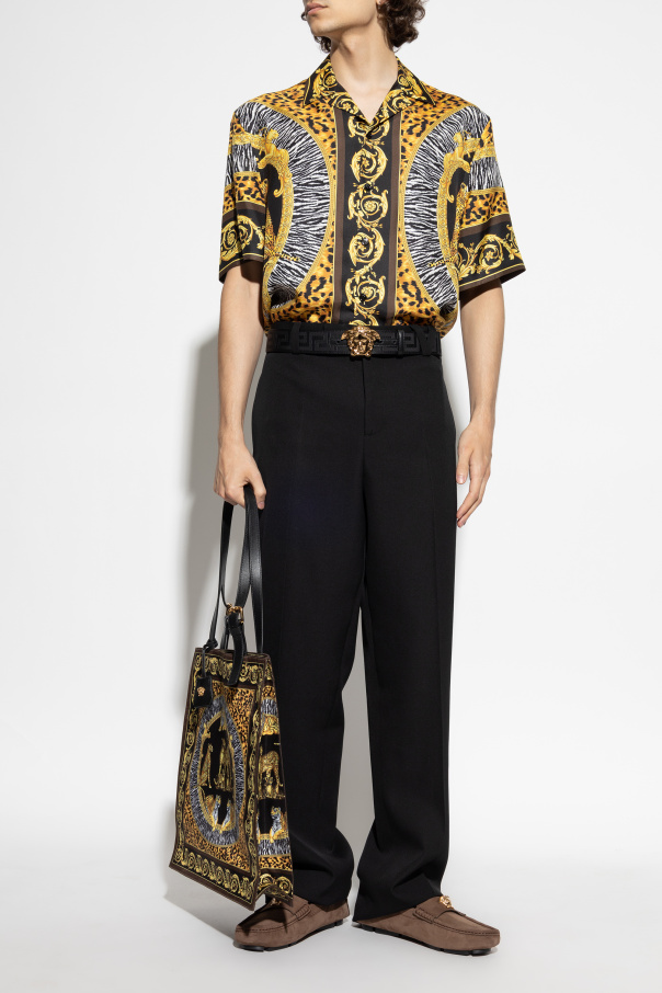 Versace Pantalones de lana con raya marcada