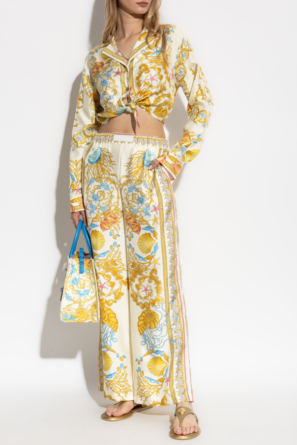 Versace Silk trousers with "Underwater Barocco" print
