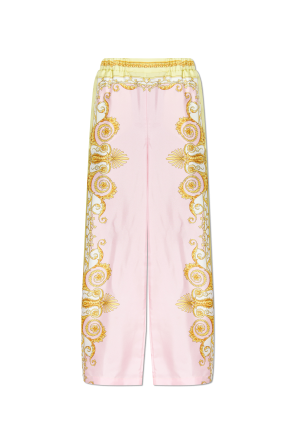 Jedwabne spodnie z nogawkami o prostym kroju