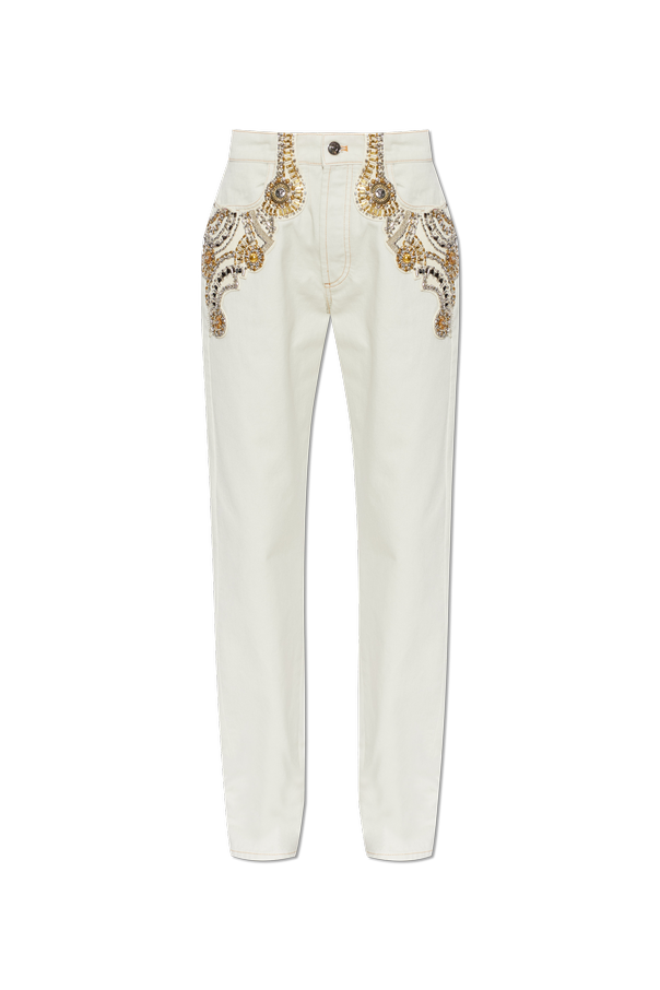 Jeans with shimmering appliqués od Versace
