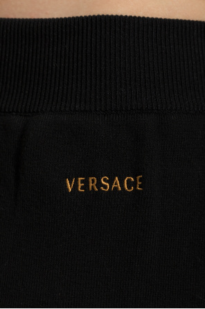 Versace Calças de algodão com punho nas pernas