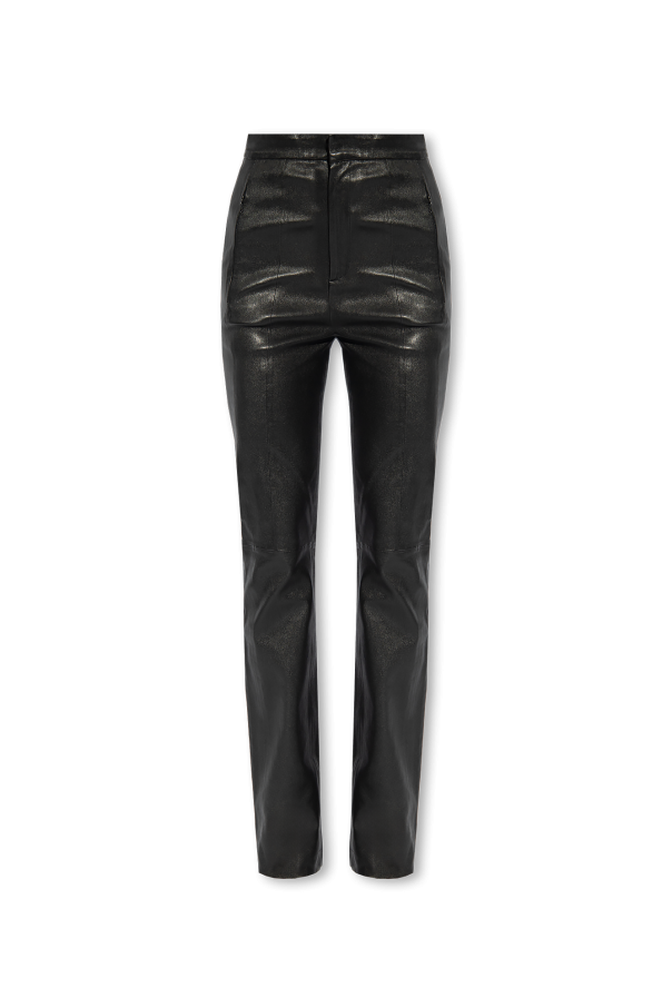‘IvyGZ’ high-waisted trousers in leather od Gestuz