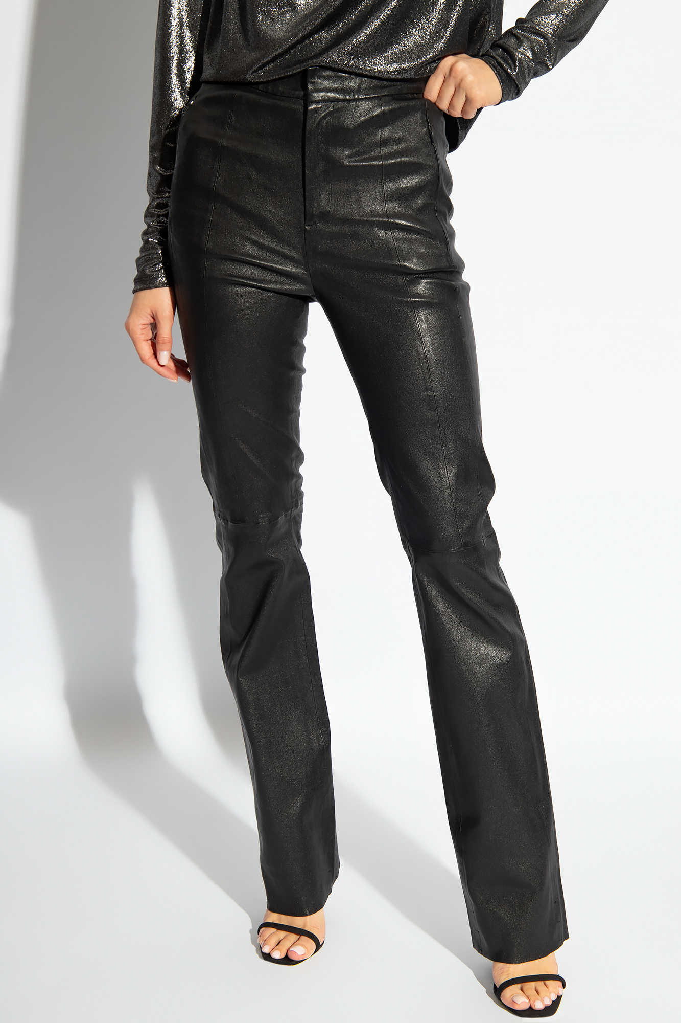 Gestuz ‘IvyGZ’ high-waisted trousers in leather