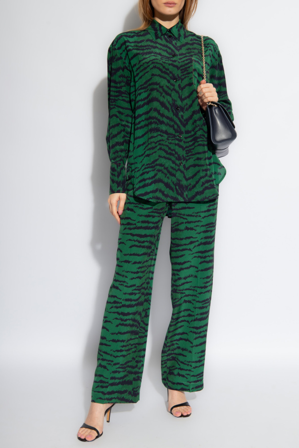 Victoria Beckham Silk trousers with animal motif