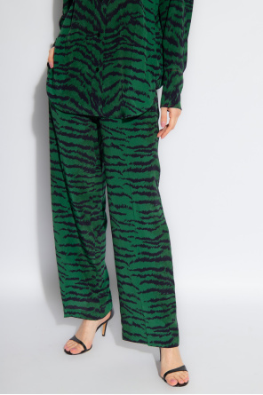 Victoria Beckham Silk trousers with animal motif