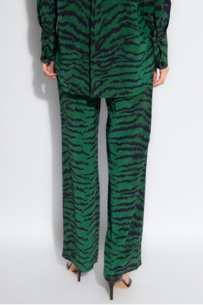 Victoria Beckham Silk trousers Love with animal motif