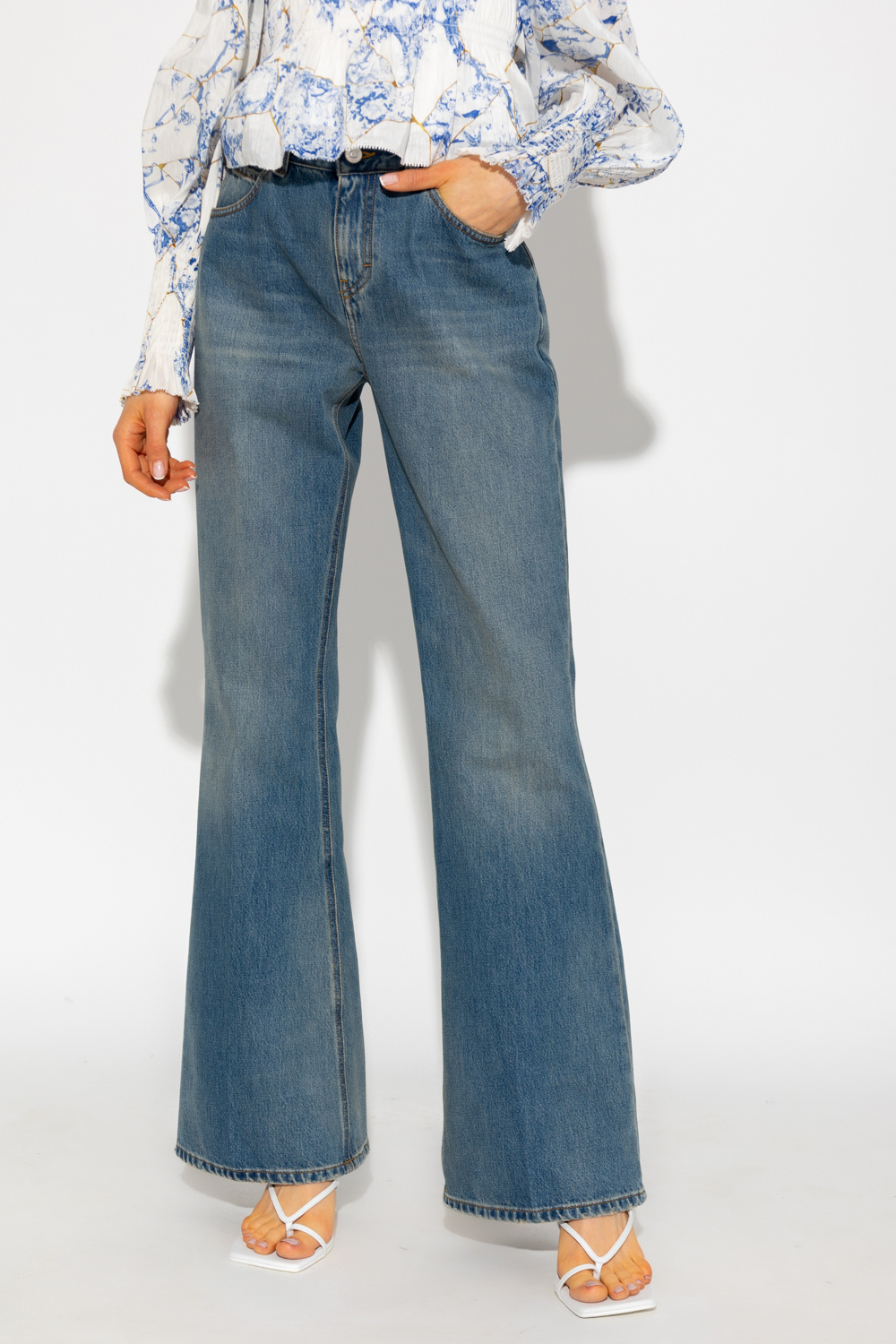 Victoria Beckham Marine Serre moon-print straight-leg jeans
