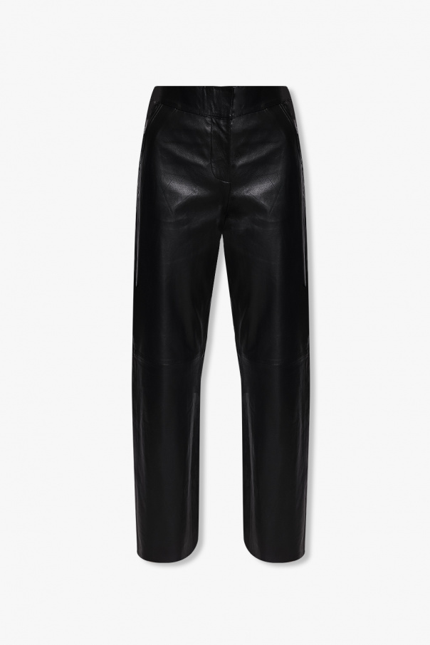 helmut lang pre owned 1997 varnished stripe trousers item ‘Emma’ leather trousers