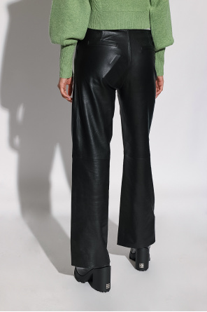 helmut lang pre owned 1997 varnished stripe trousers item ‘Emma’ leather trousers