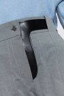 FERRAGAMO GREY Pants with leather insert
