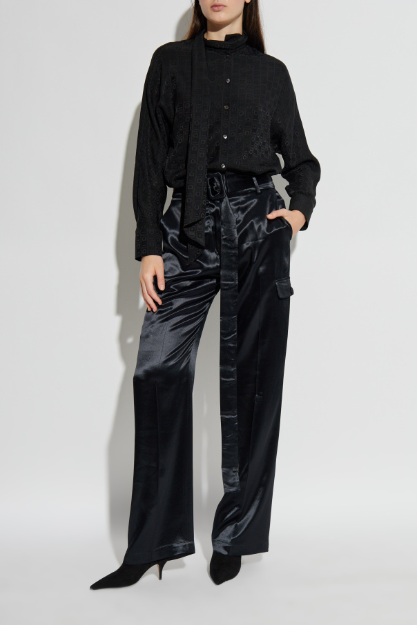 FERRAGAMO Pantalones satinados con cinturón