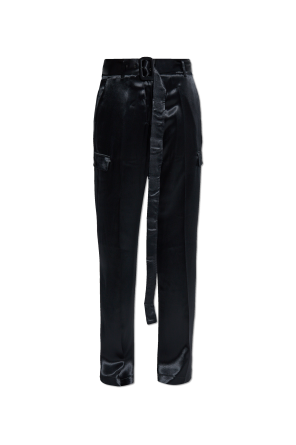 Satin trousers with belt