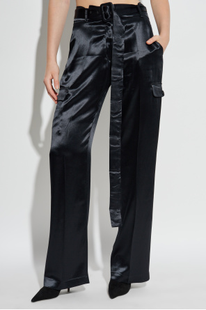 FERRAGAMO Pantalones satinados con cinturón