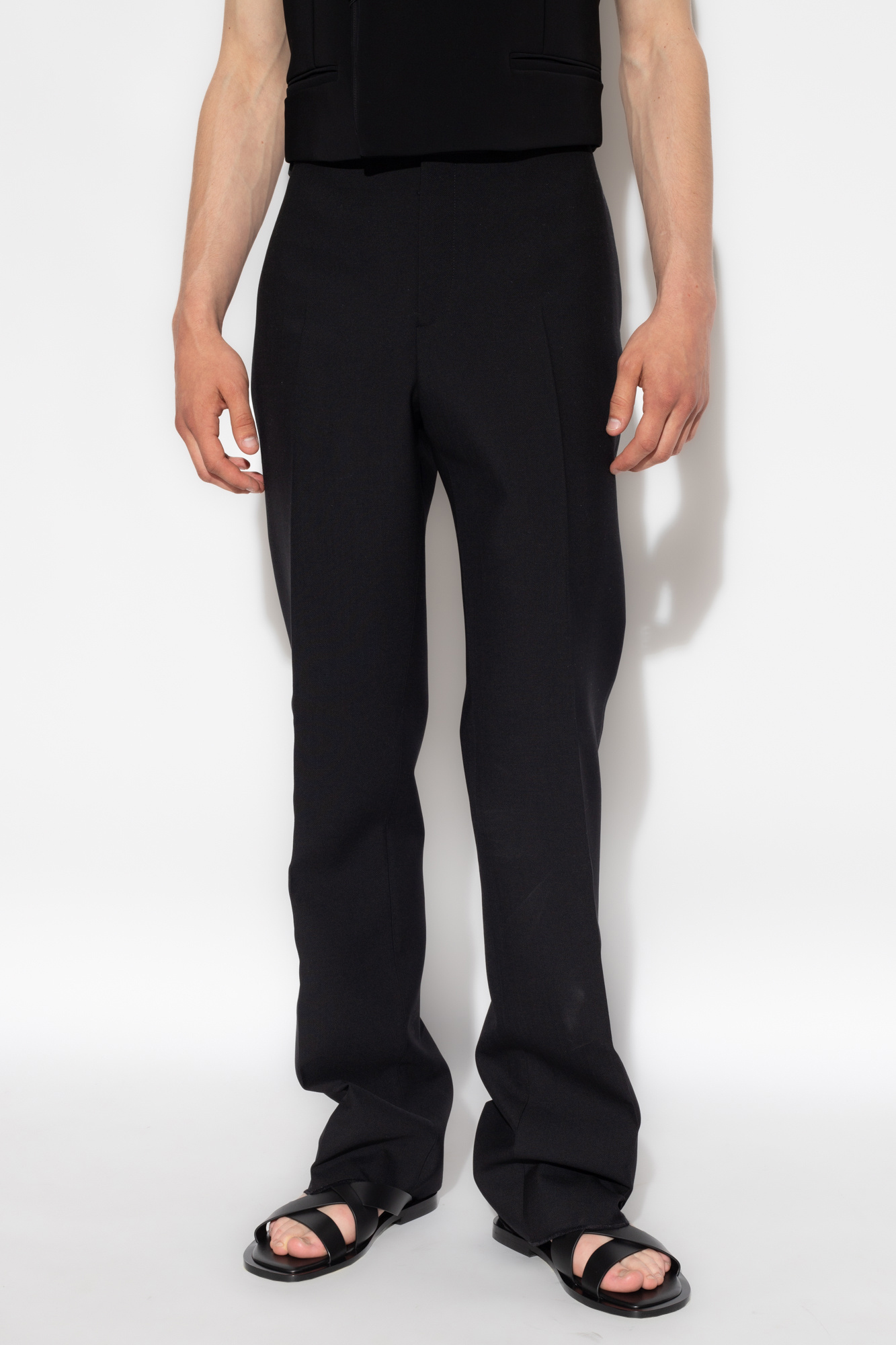 FERRAGAMO Wool pleat-front trousers