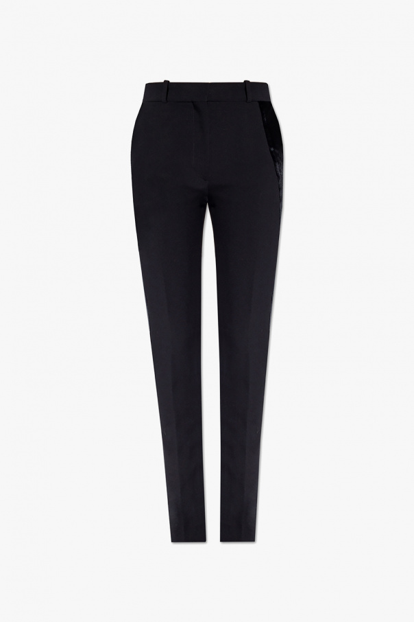 Victoria Beckham Trousers eng with velvet panels