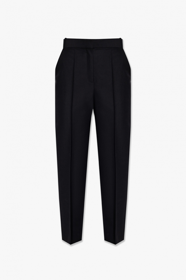 Tory Burch Wool pleat-front Brown trousers