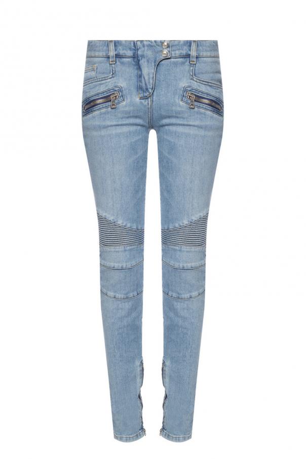 Balmain Biker jeans with zippers Women's Clothing |