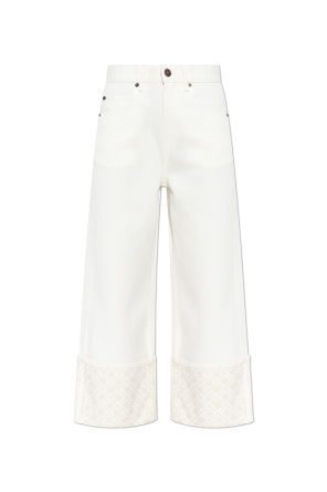 Jeans with rolled-up legs