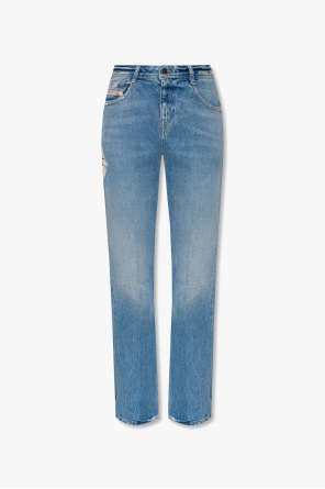 panelled belted jeans