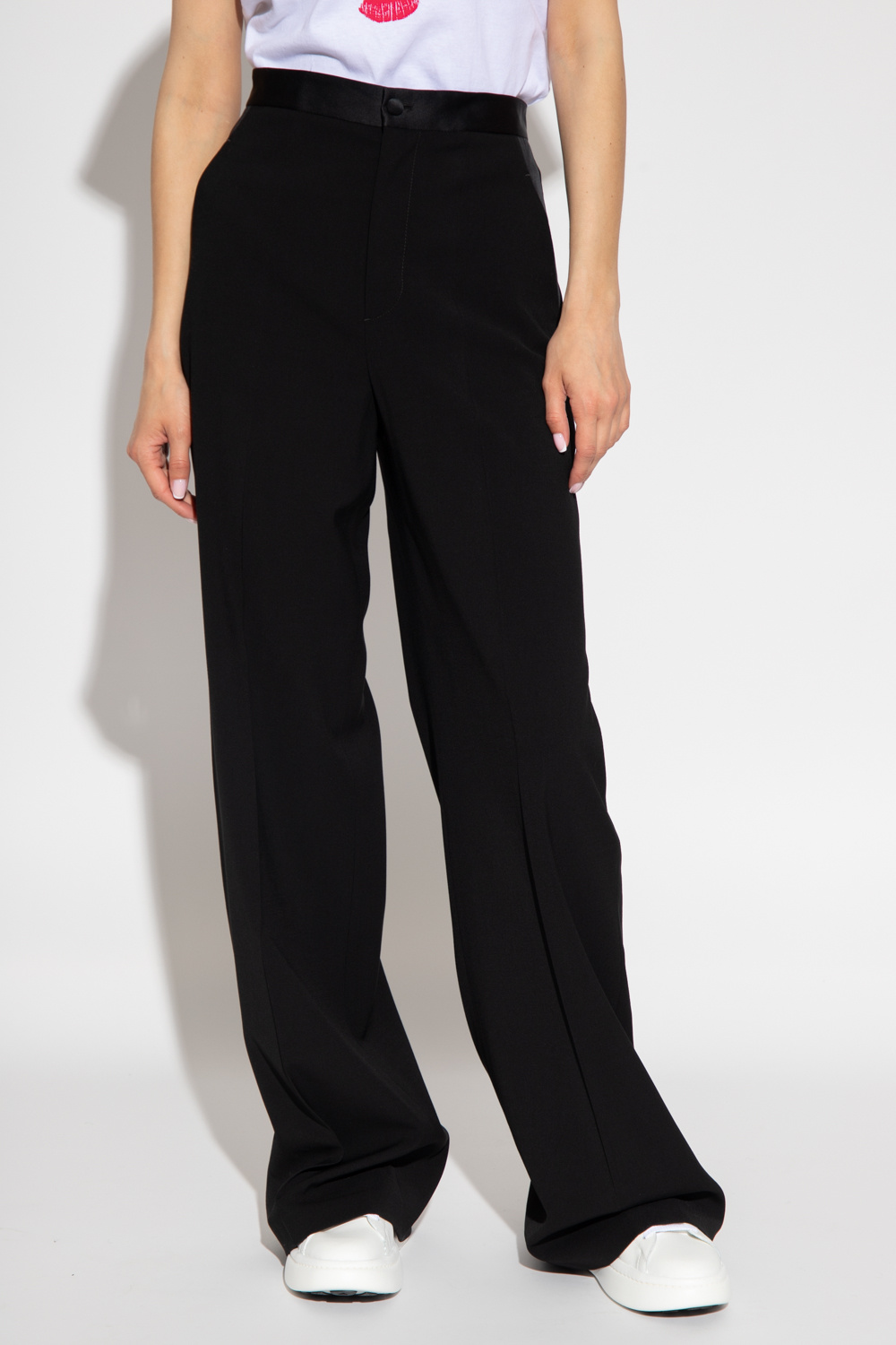 Red drawstring valentino Pleat-front trousers