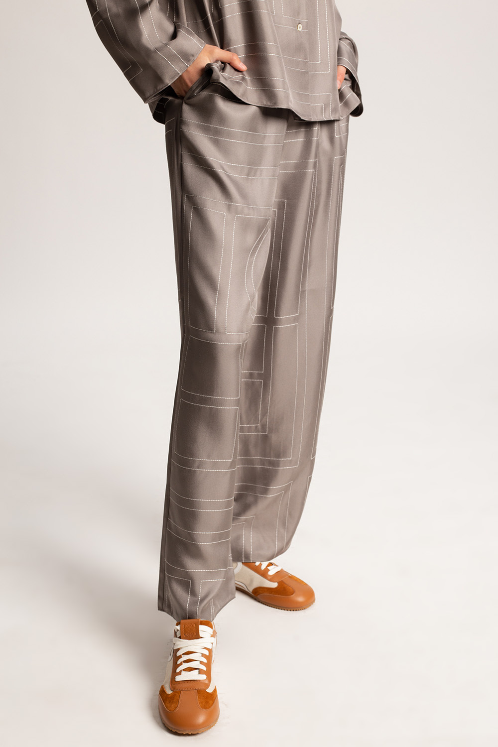 Totême Logo mid-rise silk pants