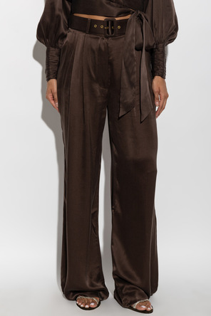Zimmermann Pantalones de seda con cinturón