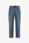 blue high-waisted jeans