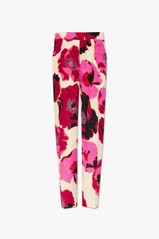 Dries Van Noten Trousers corduroy with floral motif