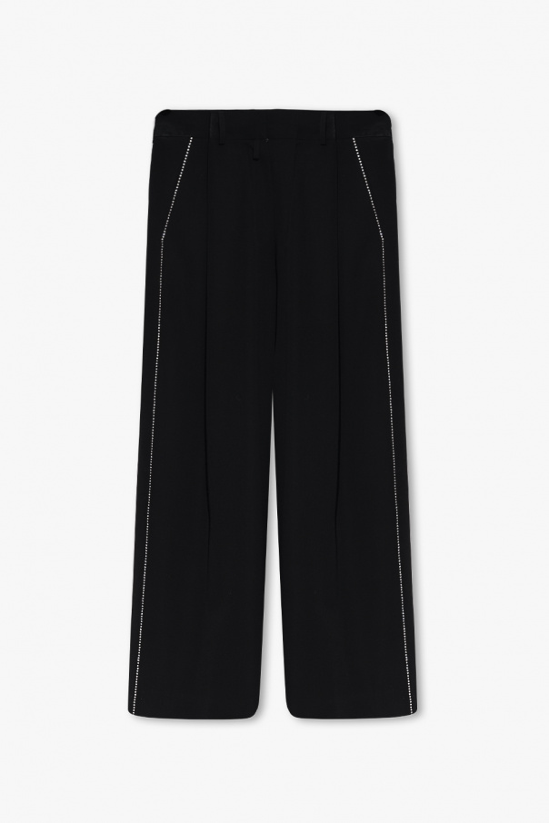 ASOS EDITION mini dress in mono embroidered organza with blouson sleeve Wide leg trousers