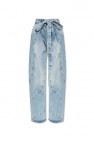 panelled distressed-effect jeans