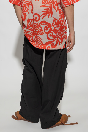 camellia-print poplin dress Trousers with pockets