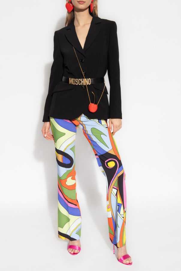 Moschino Patterned pleat-front trousers