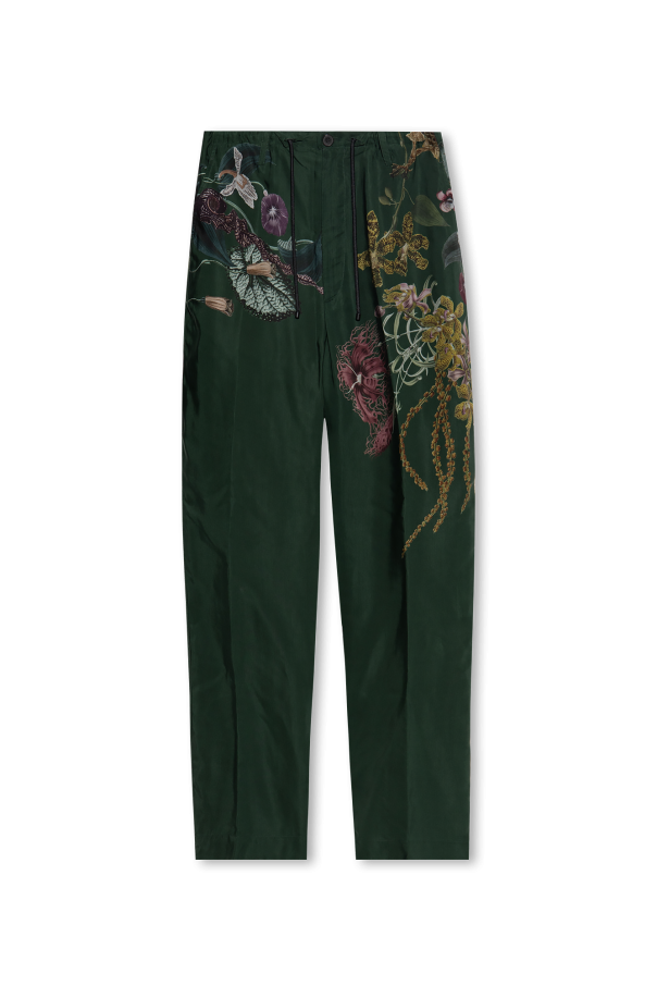 Dries Van Noten Pleat-front trousers with dress pattern