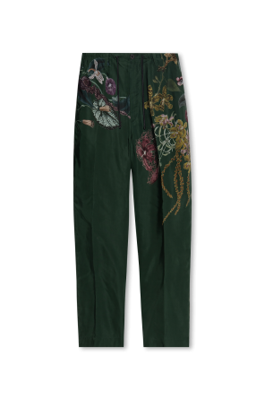 Pleat-front trousers with floral pattern od Dries Van Noten