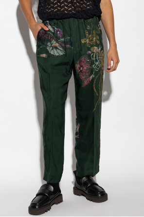 Dries Van Noten Pleat-front trousers with floral pattern