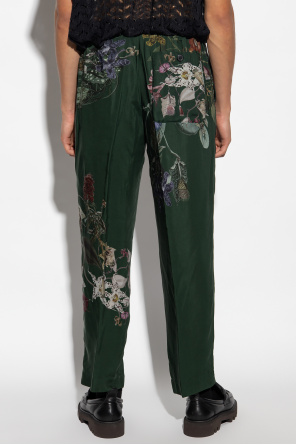 Dries Van Noten Pleat-front trousers with floral pattern