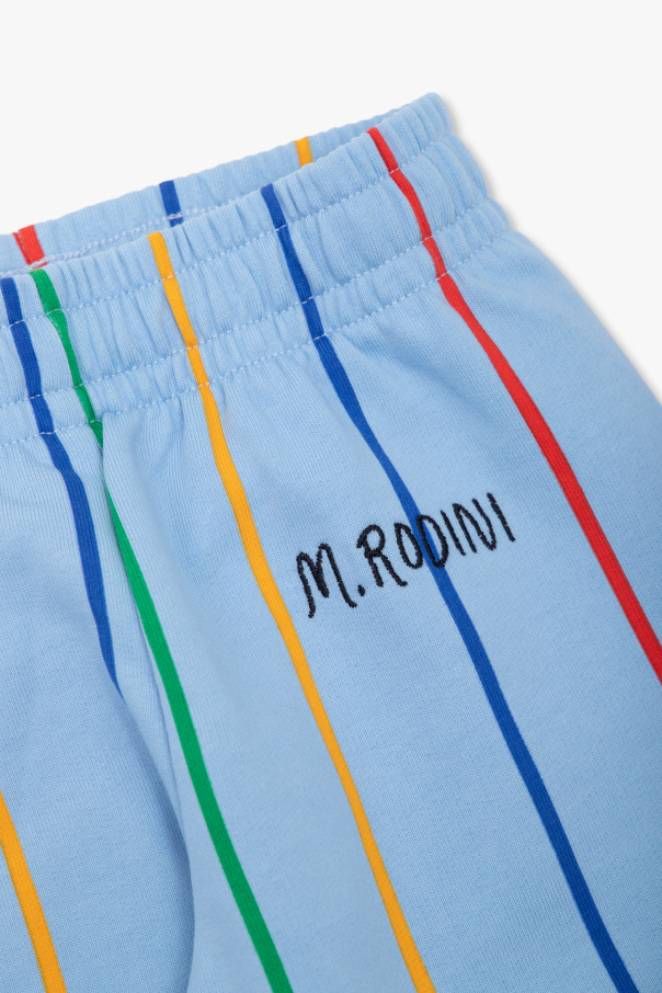 Mini Rodini distressed logo-print bootcut jeans Neutrals
