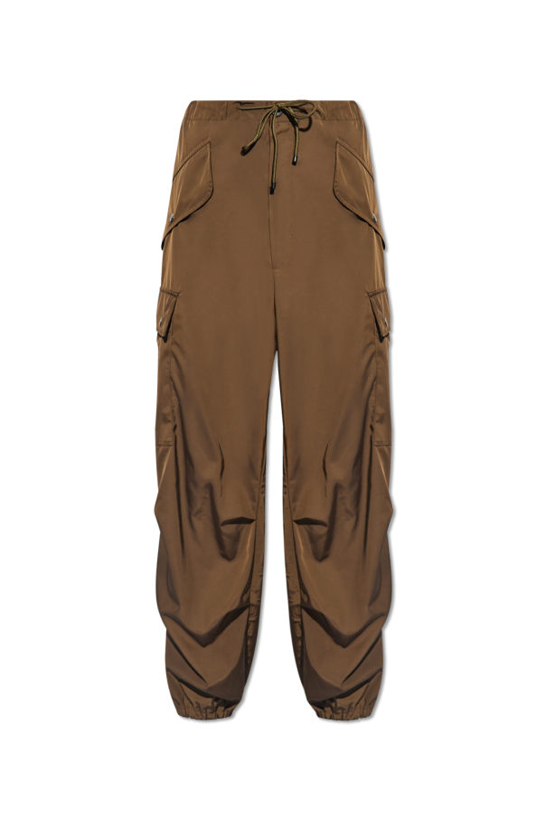 GANNI gingham puff-sleeve smock dress Cargo trousers