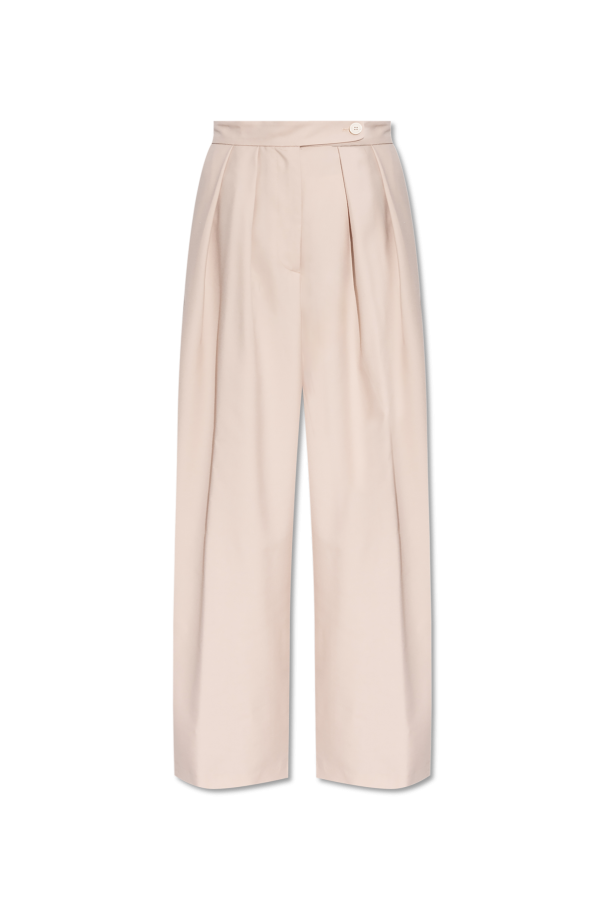 Womens Floral Long Dress Wool trousers with pleats