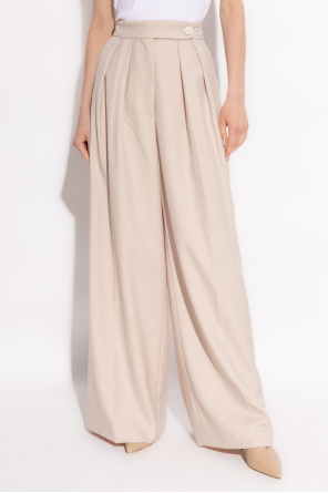 Womens Floral Long Dress Wool trousers with pleats