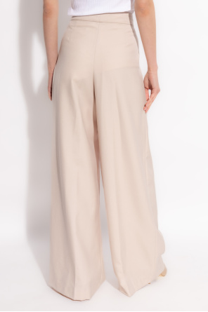 Womens Floral Long Dress Wool trousers with pleats