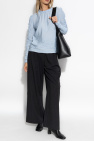 Munthe BLACK Pants with striped pattern