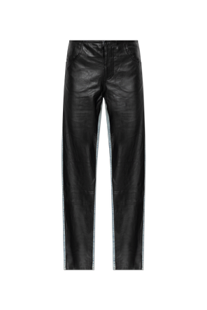 Jeans with leather front