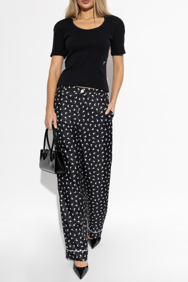 Moschino Silk trousers with print