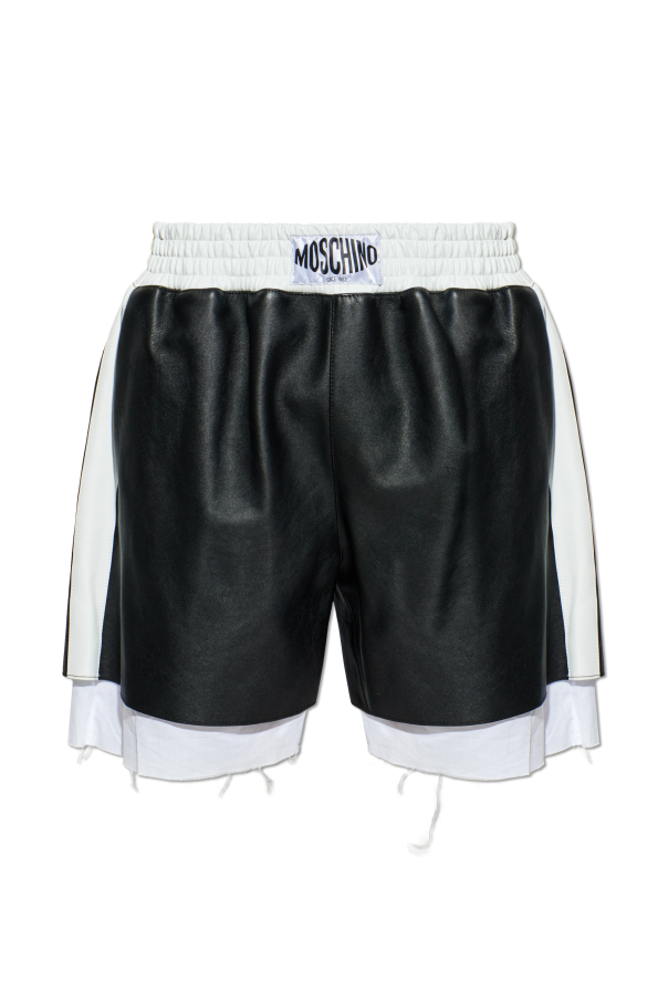 Leather shorts with logo od Moschino