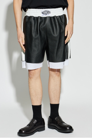 Moschino Leather shorts with logo