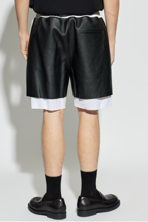 Moschino Leather shorts with logo