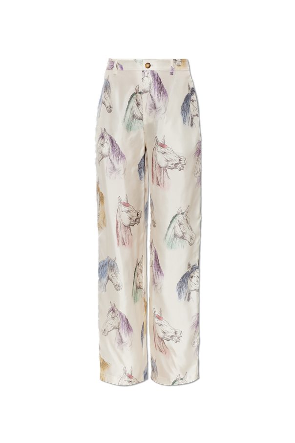Silk trousers with print od Moschino