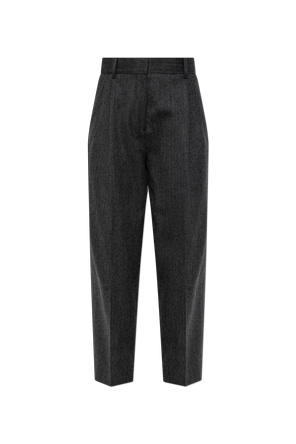 Wool herringbone patterned pants