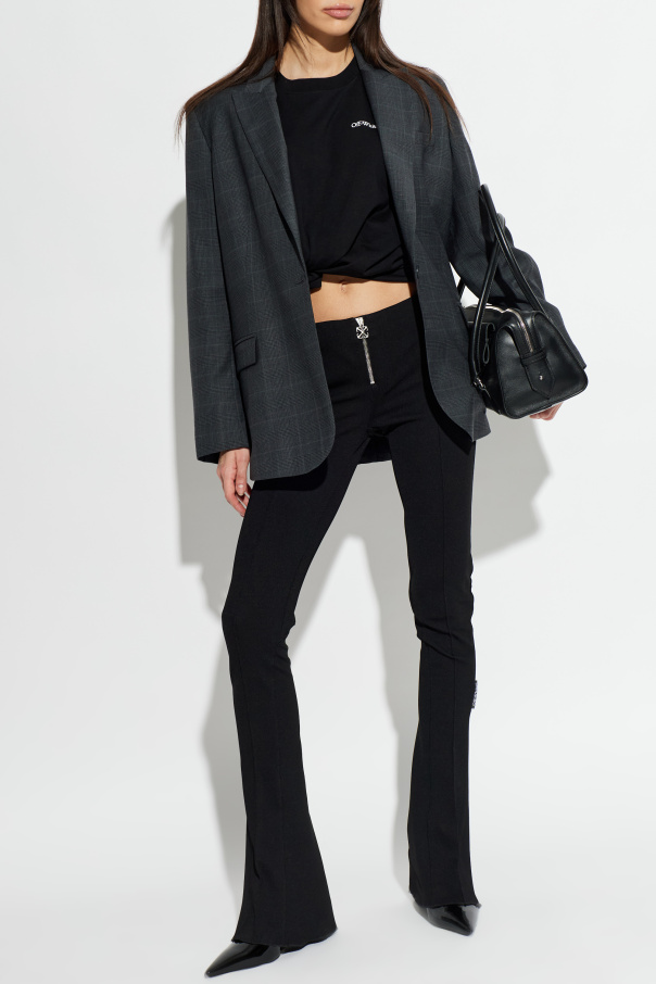 Off-White Hose mit ausgestelltem Bein